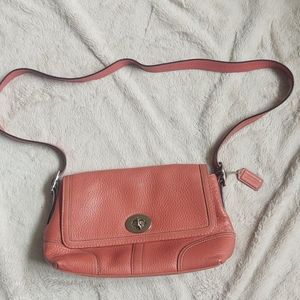 VINTAGE Coach burnt orange leather crossbo…